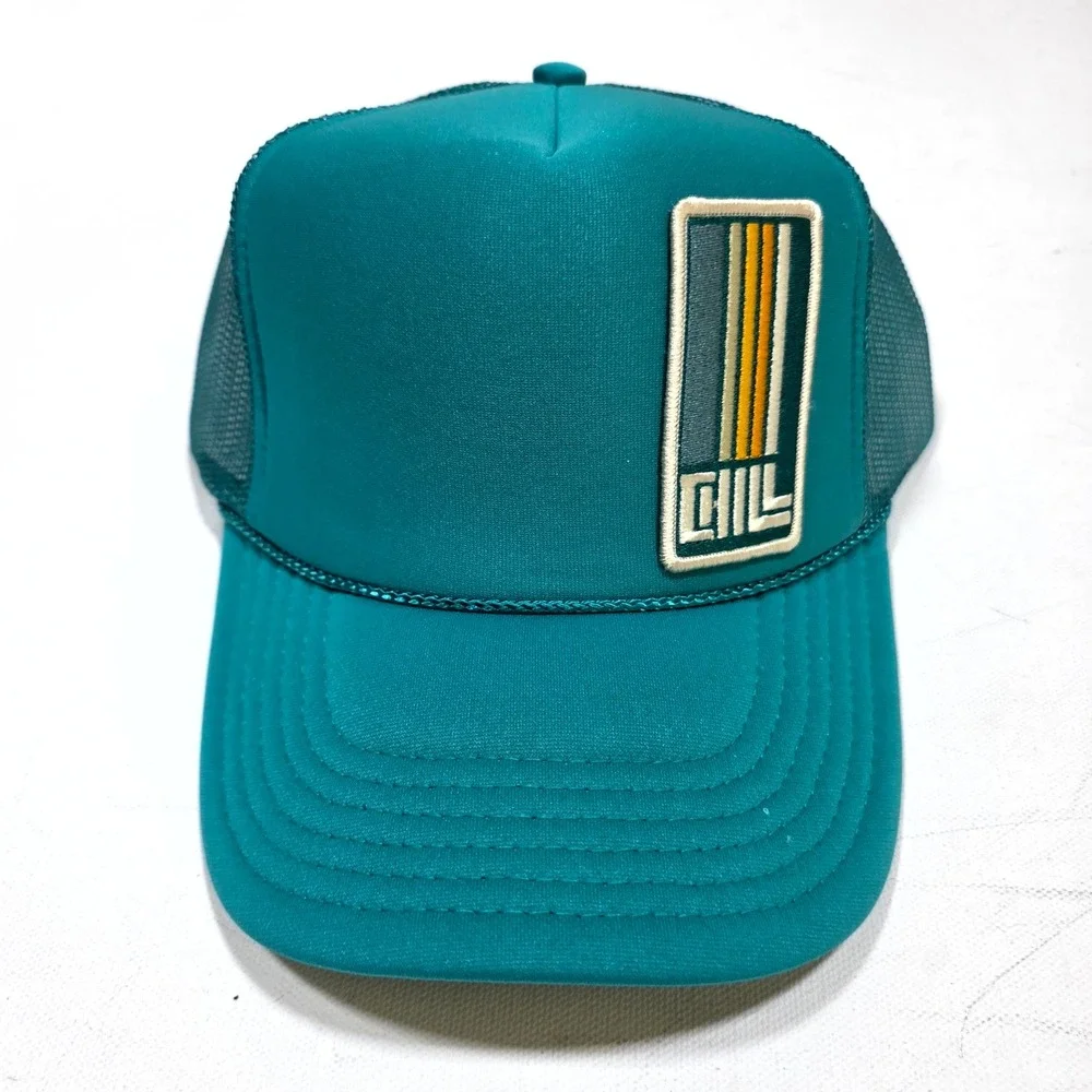 Port Sandz Trucker Hat Mens  Surfer Teal Chill Patch Retro Mesh Snapback Cap